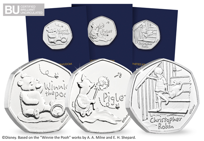 2020 UK Winnie the Pooh BU 50p Set of Three