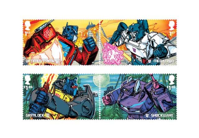 Transformers Royal Mail Stamps Optimus Prime, Grimlock, Megatron And Shockwave