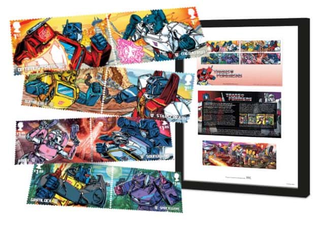 Transformers Royal Mail Stamps With Frame In Background