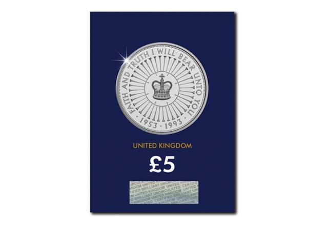 1993 UK Coronation CERTIFIED BU £5 Rev In Blister Card