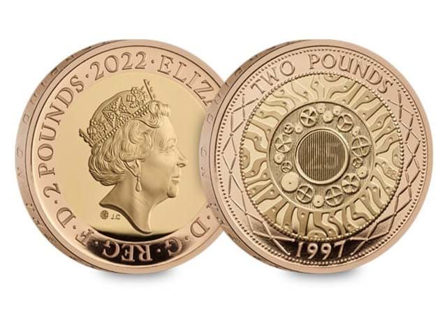 25 Years Of The £2 Anniversary Edition Gold Obverse Reverse