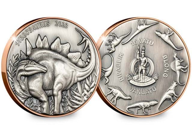 Stegosaurus Bi Metallic Coin Obverse Reverse