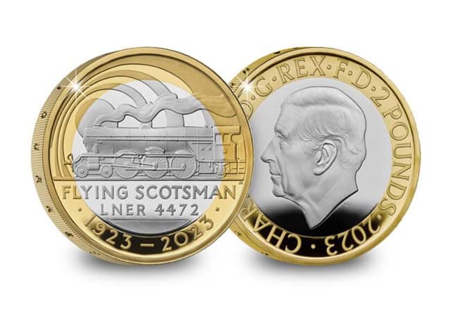 2023 UK Commemorative Coin Set Proof Flying Scotsman Obverse Reverse