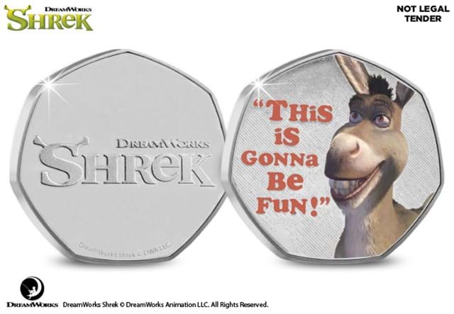 Shrek Heptagonal Medals Donkey Obverse Reverse