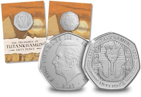 This IOM 50p has been issued to mark the 100 anniversary of the Discovery of the Tomb of Tutankhamun. The design on the coin features the famous Death Mask of Tutankhamun with selective colour print.