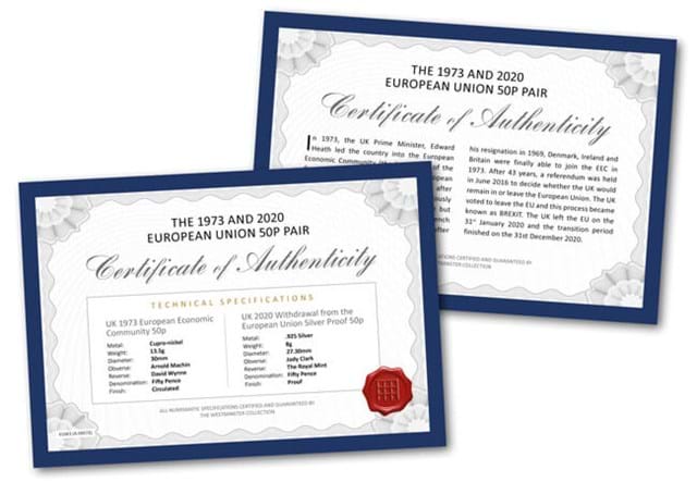 The Brexit Pair Certificates Of Authenticity