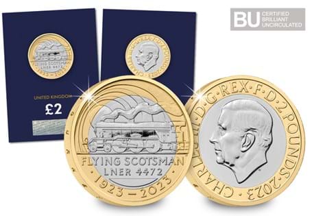 The 2023 UK Flying Scotsman £2 has been issued by The Royal Mint to celebrate the centenary of the famous express passenger train. It has been struck to a Brilliant Uncirculated quality.