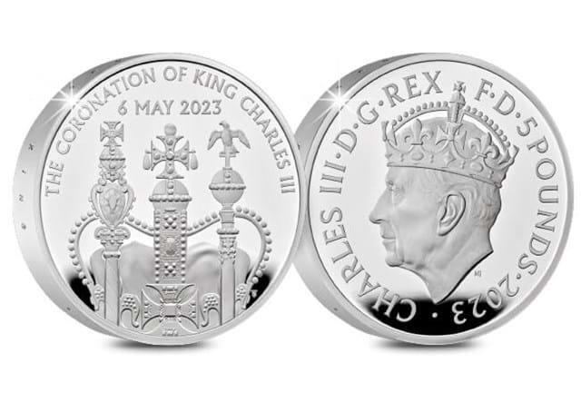 The Coronation Of His Majesty King Charles III Silver Piedfort £5 Obverse Reverse