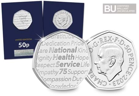 This UK 50p coin was struck to mark 75 years of the National Health Service (NHS). It has been struck to a Brilliant Uncirculated quality and protectively encapsulated in Change Checker packaging.