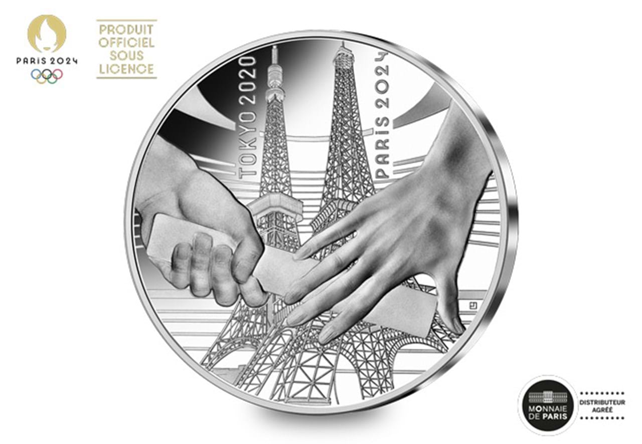 The Tokyo to Paris Olympics Handover Silver Proof Coin