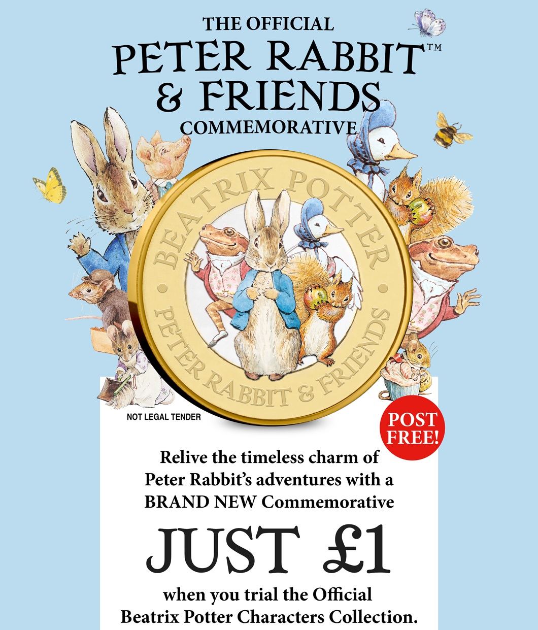 The Peter Rabbit and Friends Commemorative: Just £1 when you trial the Official Beatrix Potter Characters Collection