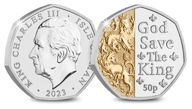 The God Save the King Dual Plated 50p Obverse Reverse