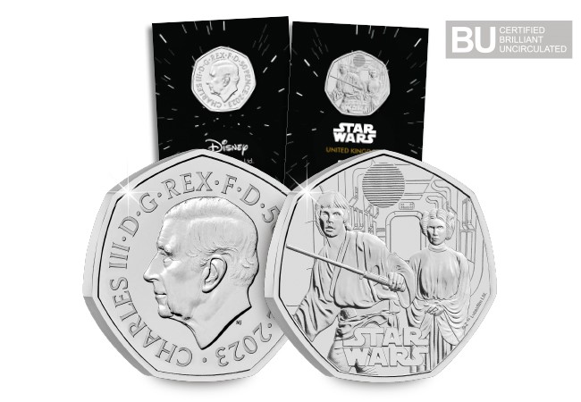 2023 UK Star Wars Luke & Leia CERTIFIED BU 50p