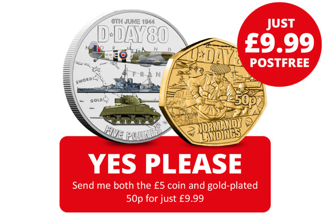 Yes please - Send me both the £5 coin and gold-plated 50p for just £9.99