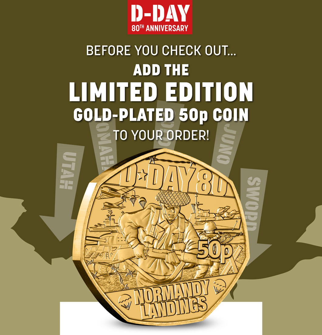 Add the D-Day Gold-Plated 50p to your order