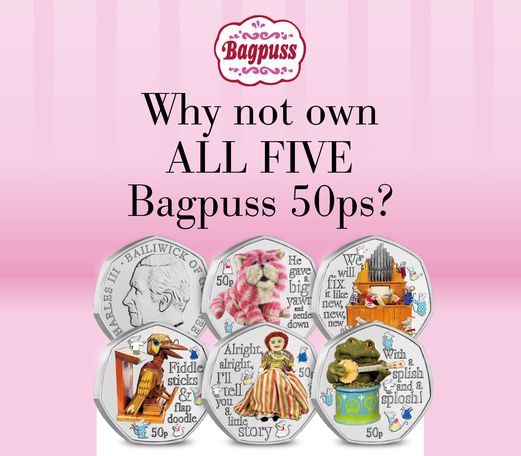 Why not own ALL FIVE Bagpuss 50ps?