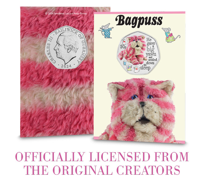 The Bagpuss 50p in themed packaging. Officially Licensed from the original creators.