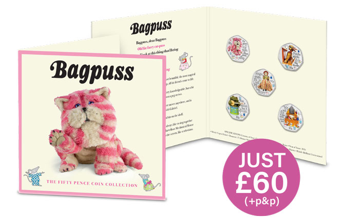 All Five Bagpuss 50ps in themed packaging. Just £60 (+p&p)