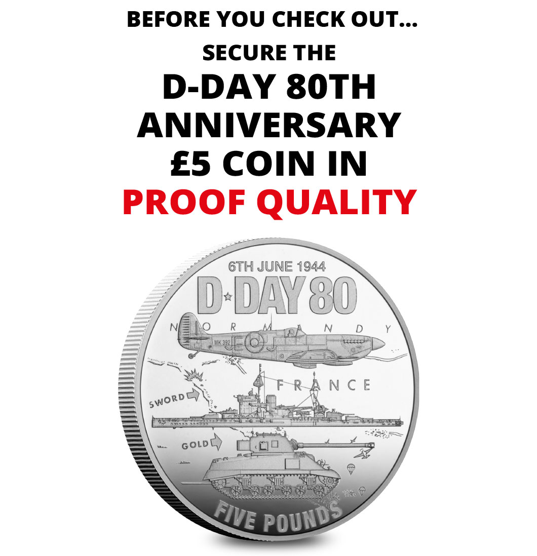 Secure the D-Day 80th Anniversary £5 Coin in Proof Quality