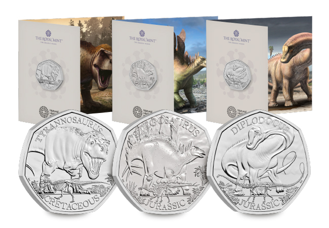 UK 2024 Dinosaurs: Iconic Specimens BU 50p Set