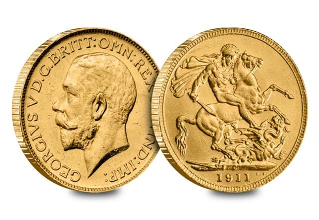 1911 George V Sovereign Obv Rev