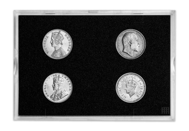 The British Empire Silver Rupee Set Frame Back