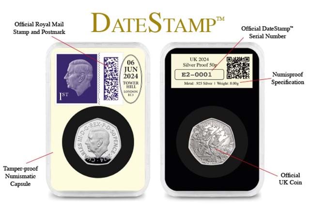 DN Datestamp 80Th D Day Pair 1944 2024 D Day Silver 50P Florin Two Shilling Product Images 5