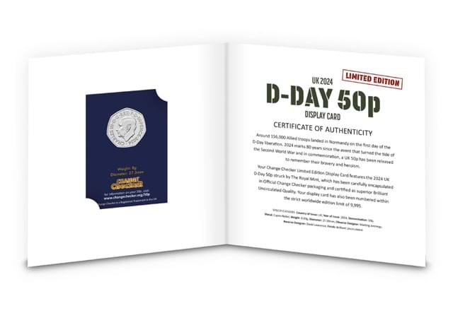 2024 UK D-Day CBU 50p Display Card inside