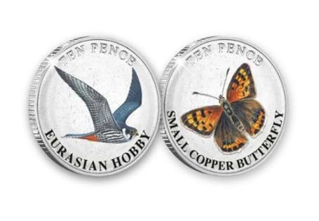 This 2023 Guernsey Reptiles Colour 10p Pair features the Hobby and Copper Butterfly. Limited to just 19,995 and struck to a frosted BU quality. Comes in presentation case with certificate.