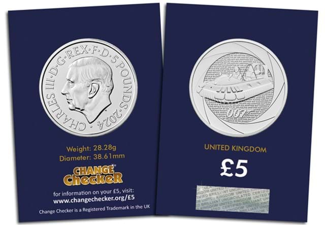 2024 UK Bond Films of the 00s CERTIFIED BU £5 obverse and reverse in packaging