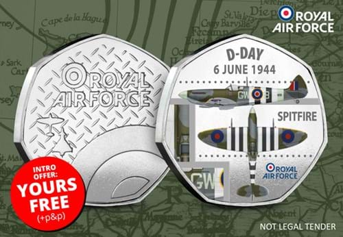 AT 2024 RAF Aircraft D Day Spitfire Heptagonal Medal Starter Email Banners 3