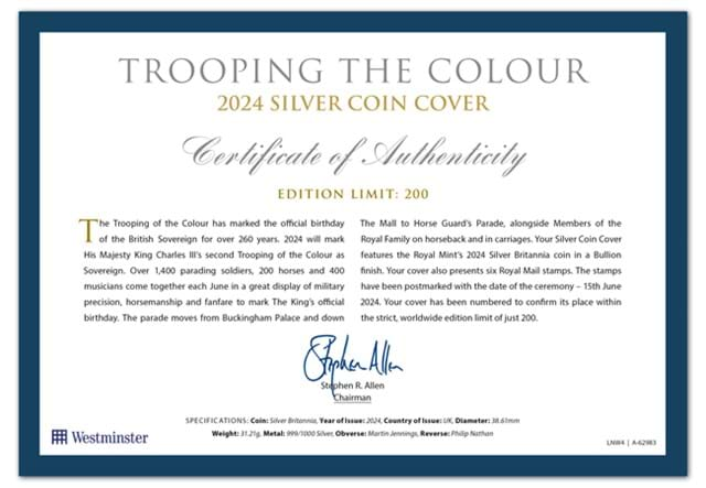 LNW4 Trooping The Colour 2024 Silver Cover Cert