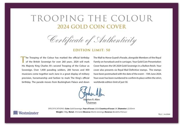 TEL2 Trooping The Colour 2024 Gold Cover Cert