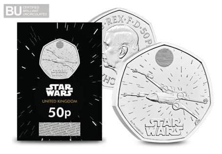 The Royal Mint have struck a brand new Star Wars 50p, featuring the X Wing. It has been struck to a Brilliant Uncirculated quality and protectively encapsulated in official Change Checker packaging.