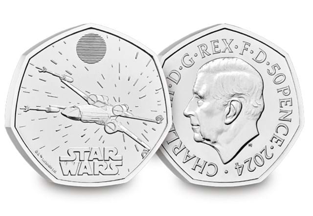 2024 UK Star Wars X-Wing CBU 50p reverse and obverse
