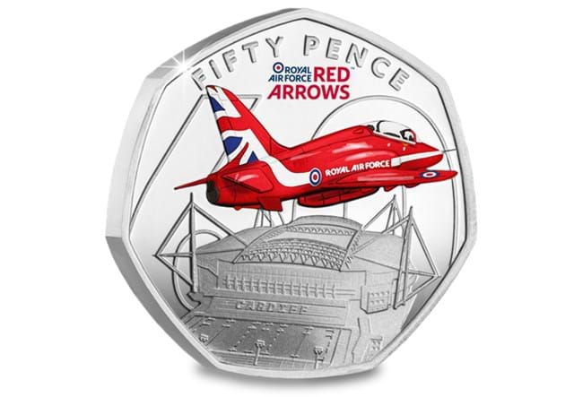 Red Arrows Silver 50Ps Cardiff Rev