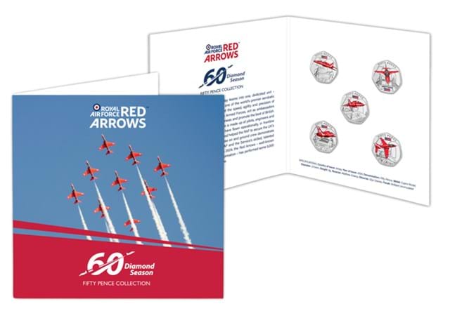 Red Arrows BU (Colour) 50Ps In Card Pack