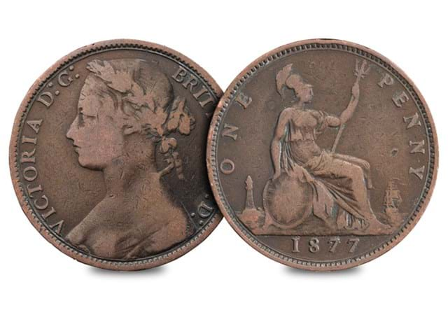 1877 Victoria Penny Obv Rev