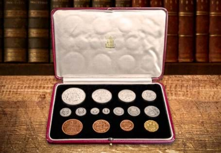 The 1937 Proof Collection from the reign of George VI. Contains 15 cased coins: Crown, Halfcrown, Florin, Scottish Shilling, English Shilling, Sixpence, Maundy set & Threepence  