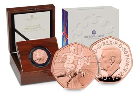This UK 2024 Silver Piedfort Colour 50p features mosaic artwork of a Team GB and Paralympics GB athlete backed by the Union flag. It has been struck to a Proof quality and is in Royal Mint packaging.