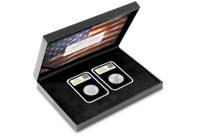 Datestamp USA 1986 And 2024 Silver Eagle 1Oz Pair Product Images (DY) 3