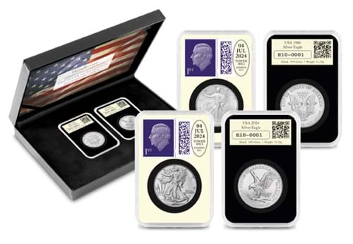 Datestamp USA 1986 And 2024 Silver Eagle 1Oz Pair Product Images (DY) 4