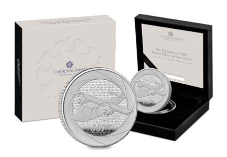 This UK 1oz Silver Proof Coin has been issued by The Royal Mint to celebrate the decades of James Bond. This is the sixth coin in the series. Struck from 1oz of 99.9% Silver to a Proof Finish.