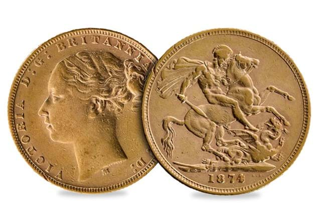 1874 Victoria Young Head Sovereign Obverse Reverse (1)