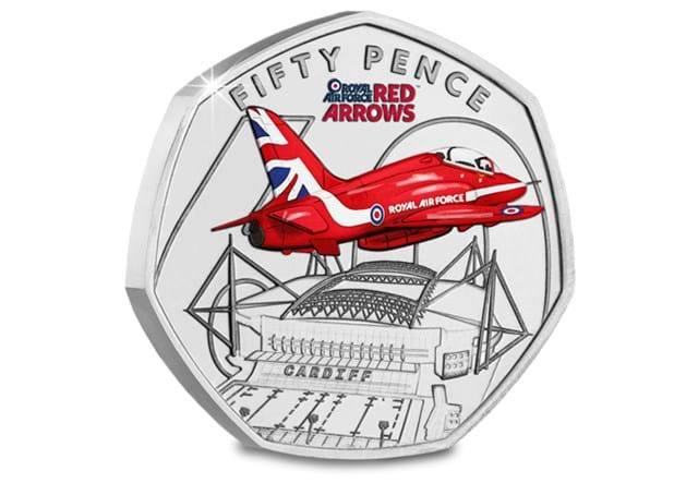 Red Arrows BU (Colour) 50Ps Cardiff Rev