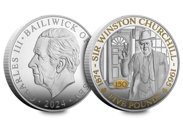 Churchill Silver MINT MASTERS £5 (Guernsey) Obv Rev