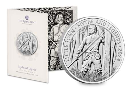 This product features the official Little John £5 coin issued by The Royal Mint. Struck to a Brilliant Uncirculated finish.