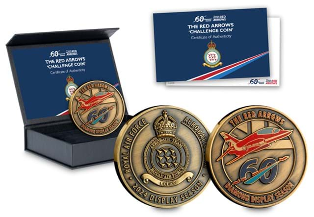 Red Arrows Challenge Coin Box Shot