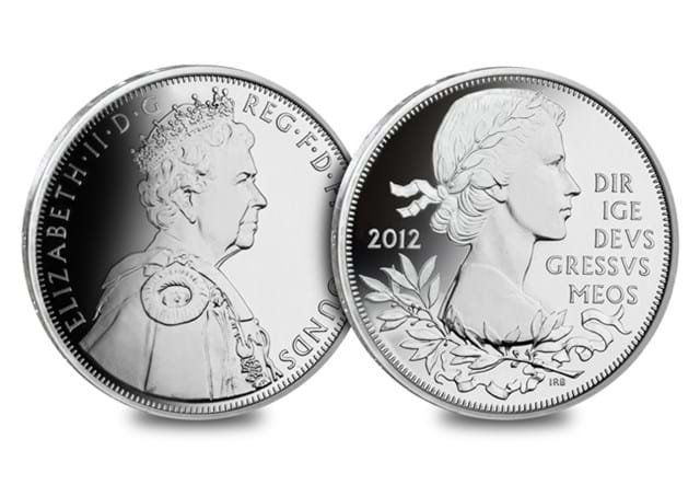 UK 2012 Diamond Jubilee Silver £5 Obv Rev