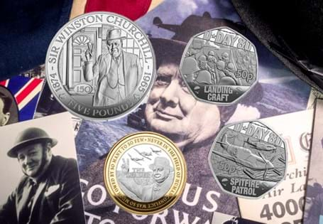 Your Churchill Silver Coin Set includes the Guernsey Sir Winston Churchill Silver Proof £5, the Jersey Churchill Silver Proof £2 and two D-Day 80th Anniversary Silver Proof 50ps issued by Jersey. 